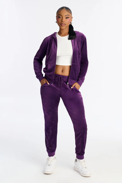 Two-Piece Velour Tracksuit Set