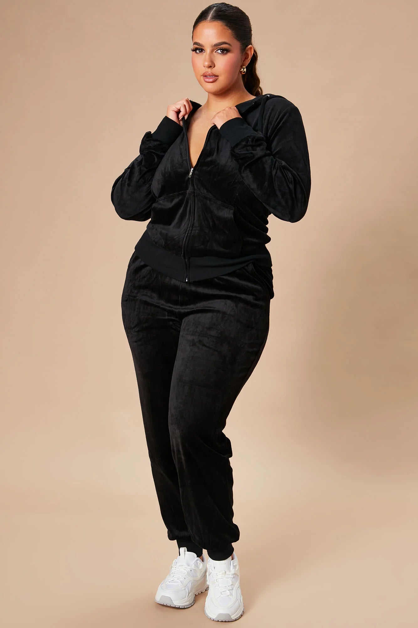 Two-Piece Velour Tracksuit Set