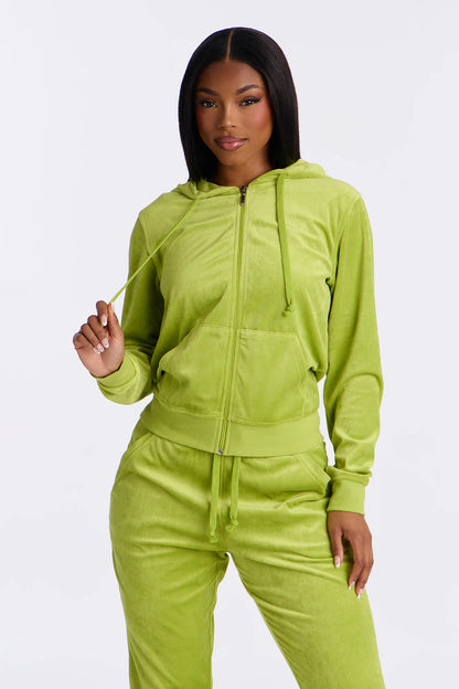 Two-Piece Velour Tracksuit Set