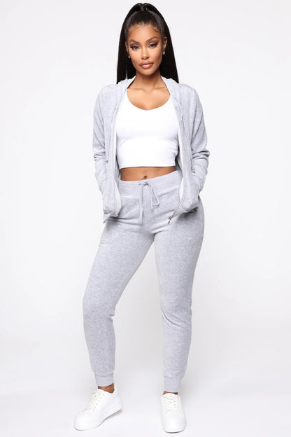 Two-Piece Velour Tracksuit Set